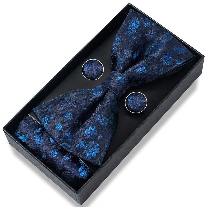 Ensemble 3 pièces pour homme : nœud papillon en tissu texturé, boutons de manchette et pochette - Style n° 8 - image 14