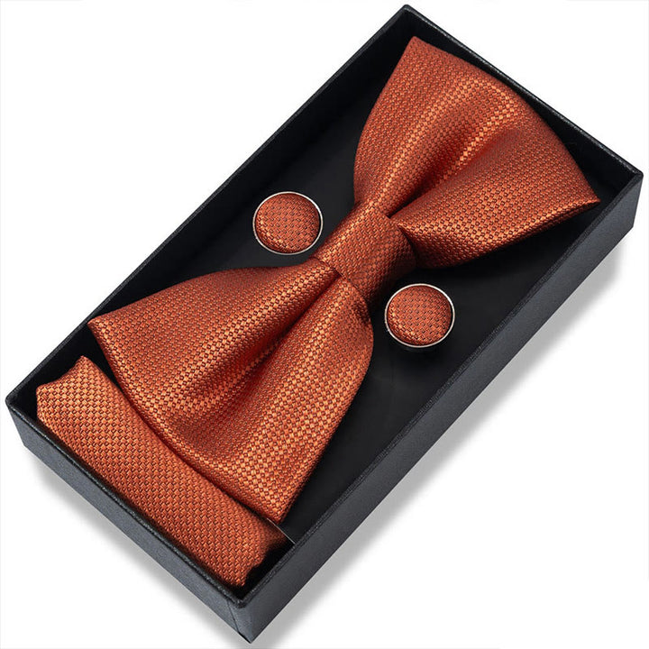 Ensemble 3 pièces pour homme : nœud papillon en tissu texturé, boutons de manchette et pochette - Style n° 30 - image 58