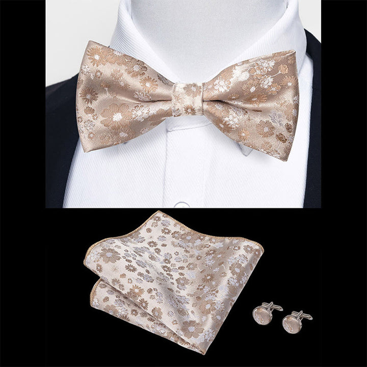Ensemble 3 pièces pour homme : nœud papillon en tissu texturé, boutons de manchette et pochette - image 51