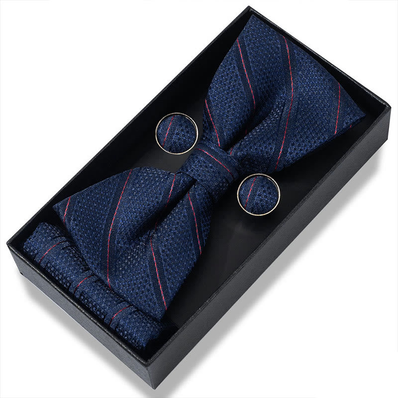 Ensemble 3 pièces pour homme : nœud papillon en tissu texturé, boutons de manchette et pochette - Style n° 5 - image 8