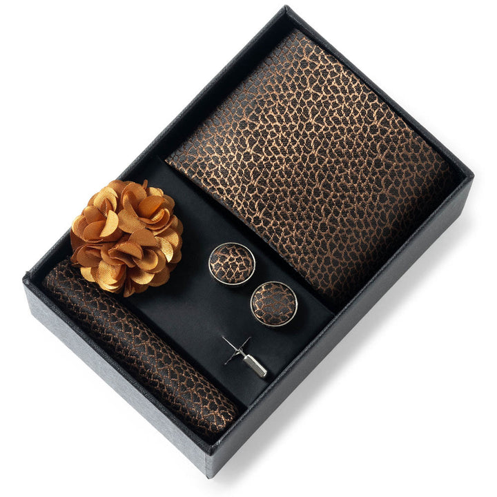 Ensemble de 4 pièces pour homme comprenant une cravate, une pochette, des boutons de manchette et une fleur de revers en tissu à motifs élégants. - Style n° 20 - image 19