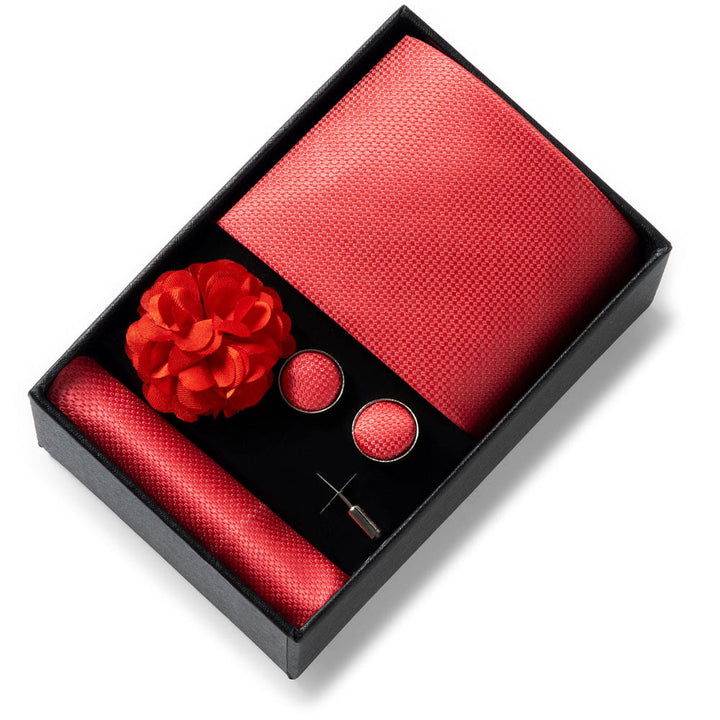 Ensemble de 4 pièces pour homme comprenant une cravate, une pochette, des boutons de manchette et une fleur de revers en tissu à motifs élégants. - Style n° 38 - image 37