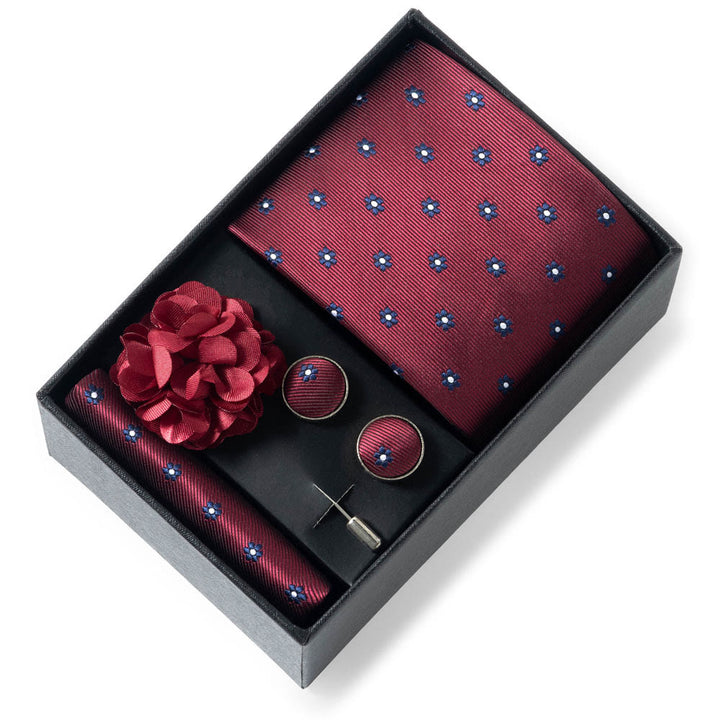 Ensemble de 4 pièces pour homme comprenant une cravate, une pochette, des boutons de manchette et une fleur de revers en tissu à motifs élégants. - Style n° 43 - image 42