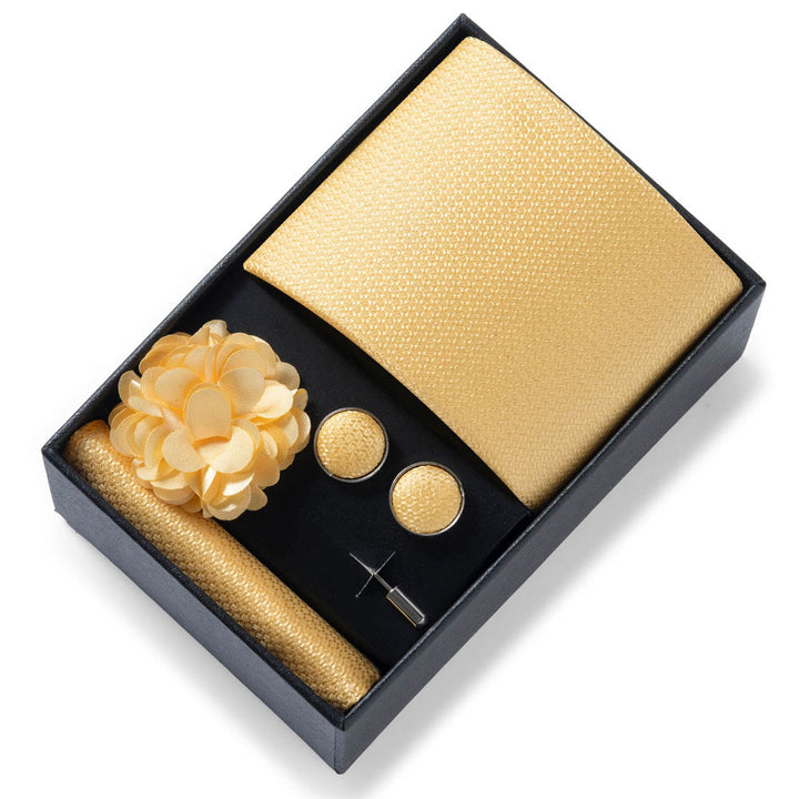 Ensemble de 4 pièces pour homme comprenant une cravate, une pochette, des boutons de manchette et une fleur de revers en tissu à motifs élégants. - Style n° 55 - image 54