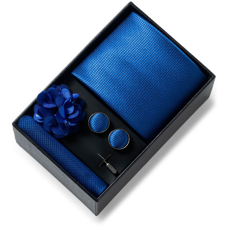 Ensemble de 4 pièces pour homme comprenant une cravate, une pochette, des boutons de manchette et une fleur de revers en tissu à motifs élégants. - Style n° 41 - image 40