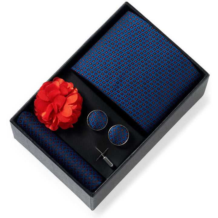 Ensemble de 4 pièces pour homme comprenant une cravate, une pochette, des boutons de manchette et une fleur de revers en tissu à motifs élégants. - Style n° 29 - image 28