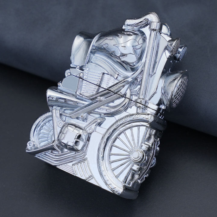 Briquet à pétrole en métal en forme de moto rétro créative - Argent - image 9