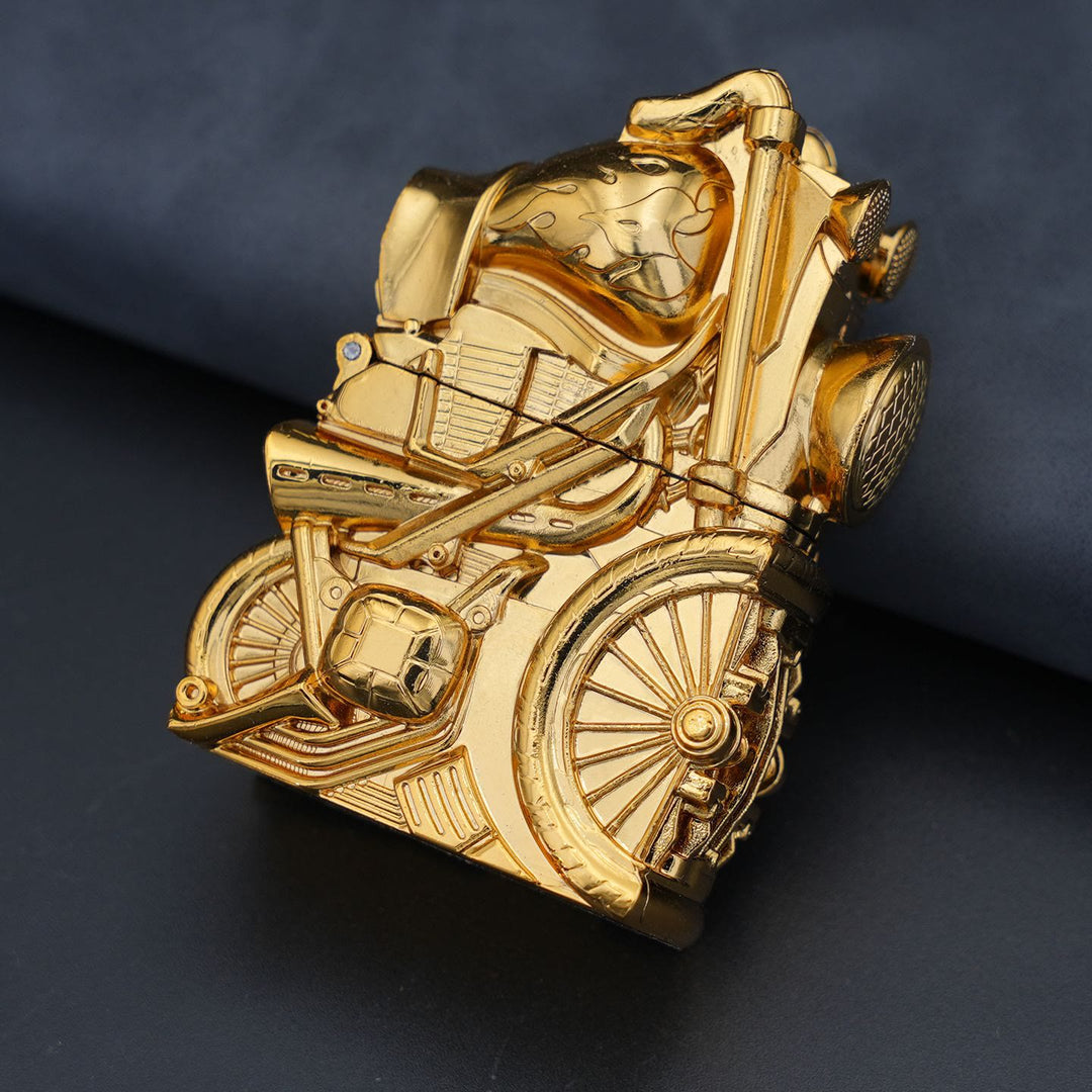 Briquet à pétrole en métal en forme de moto rétro créative - Doré - image 8