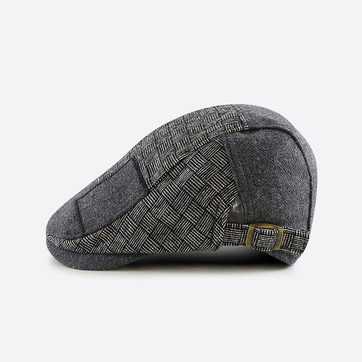 Béret gavroche en patchwork tissé texturé cousu - image 3