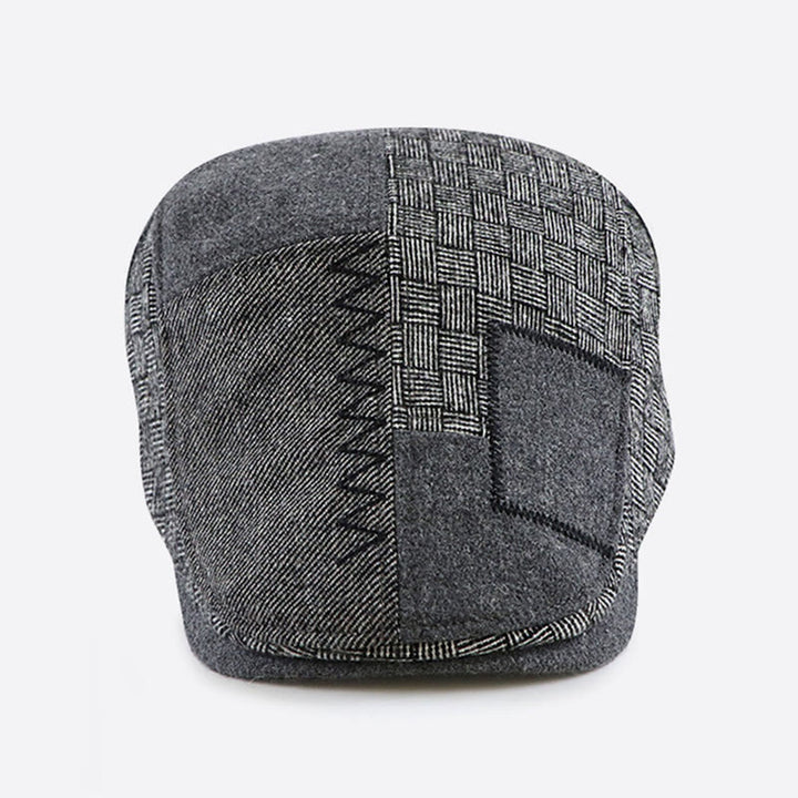 Béret gavroche en patchwork tissé texturé cousu - image 2