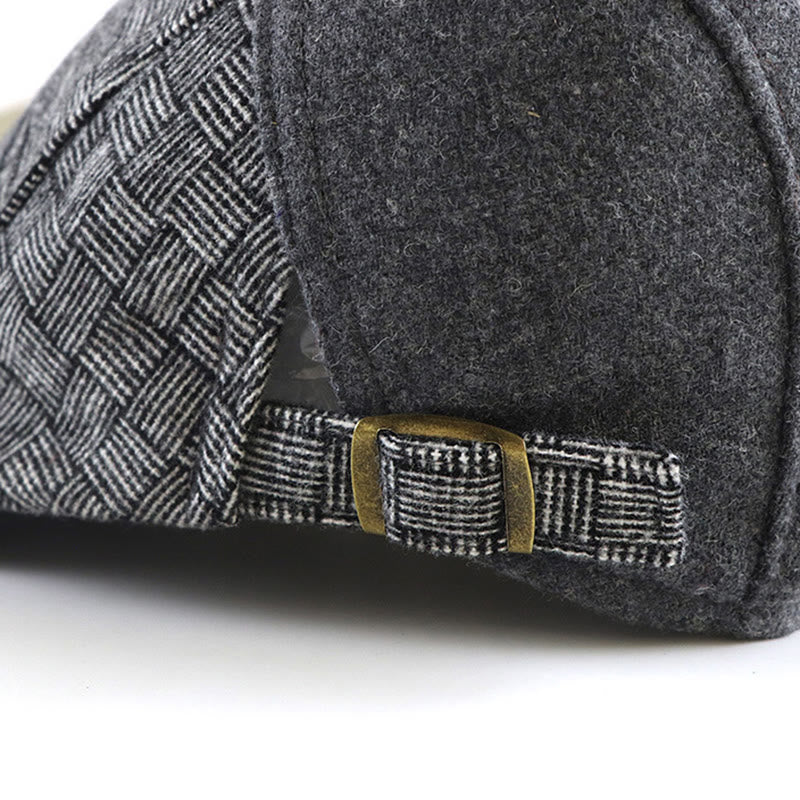 Béret gavroche en patchwork tissé texturé cousu - image 4