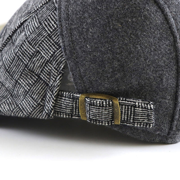 Béret gavroche en patchwork tissé texturé cousu - image 4