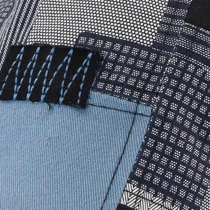 Béret gavroche artisanal patchwork multi-textures à coutures en zigzag - image 3