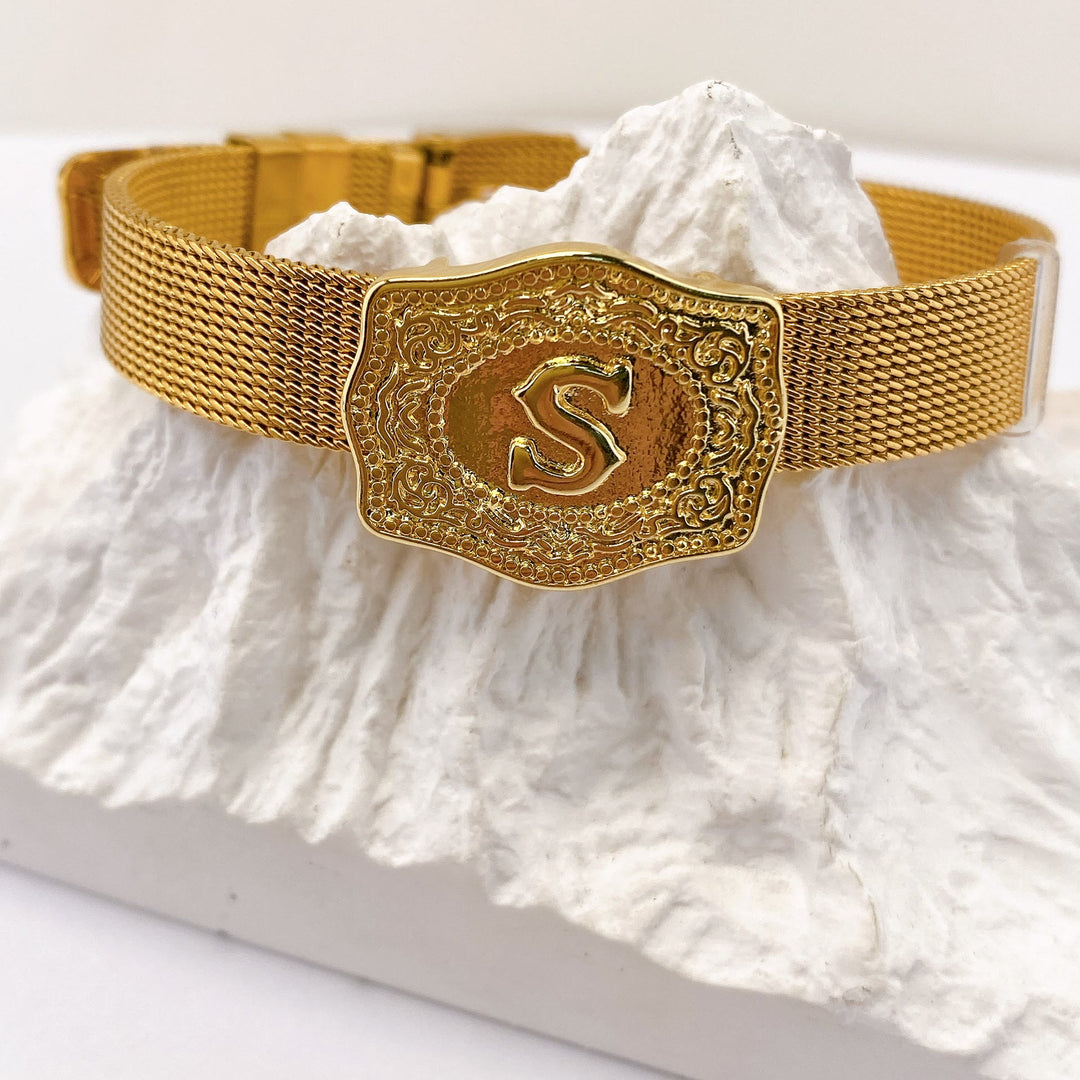 Bracelet glamour doré avec initiale gravée - S - image 18