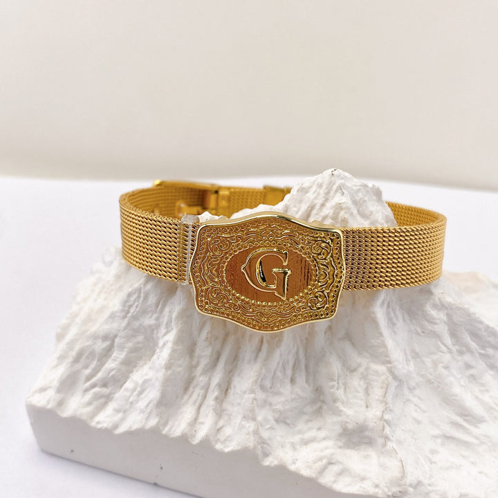 Bracelet glamour doré avec initiale gravée - G - image 6