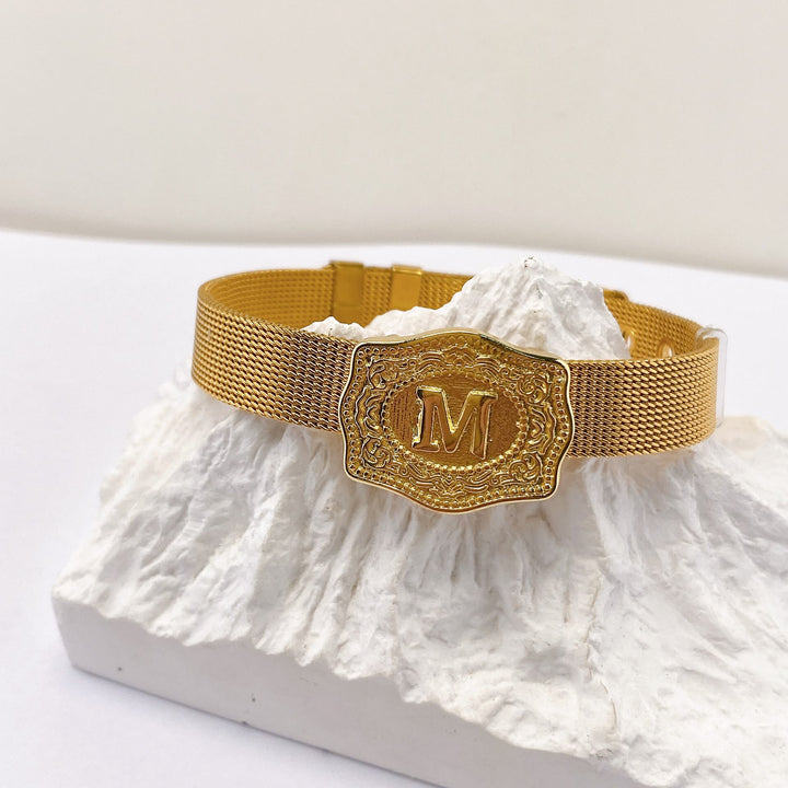 Bracelet glamour doré avec initiale gravée - M - image 12