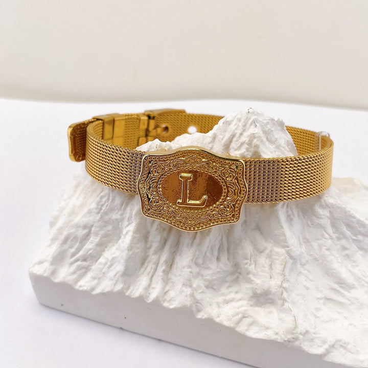 Bracelet glamour doré avec initiale gravée - L - image 11
