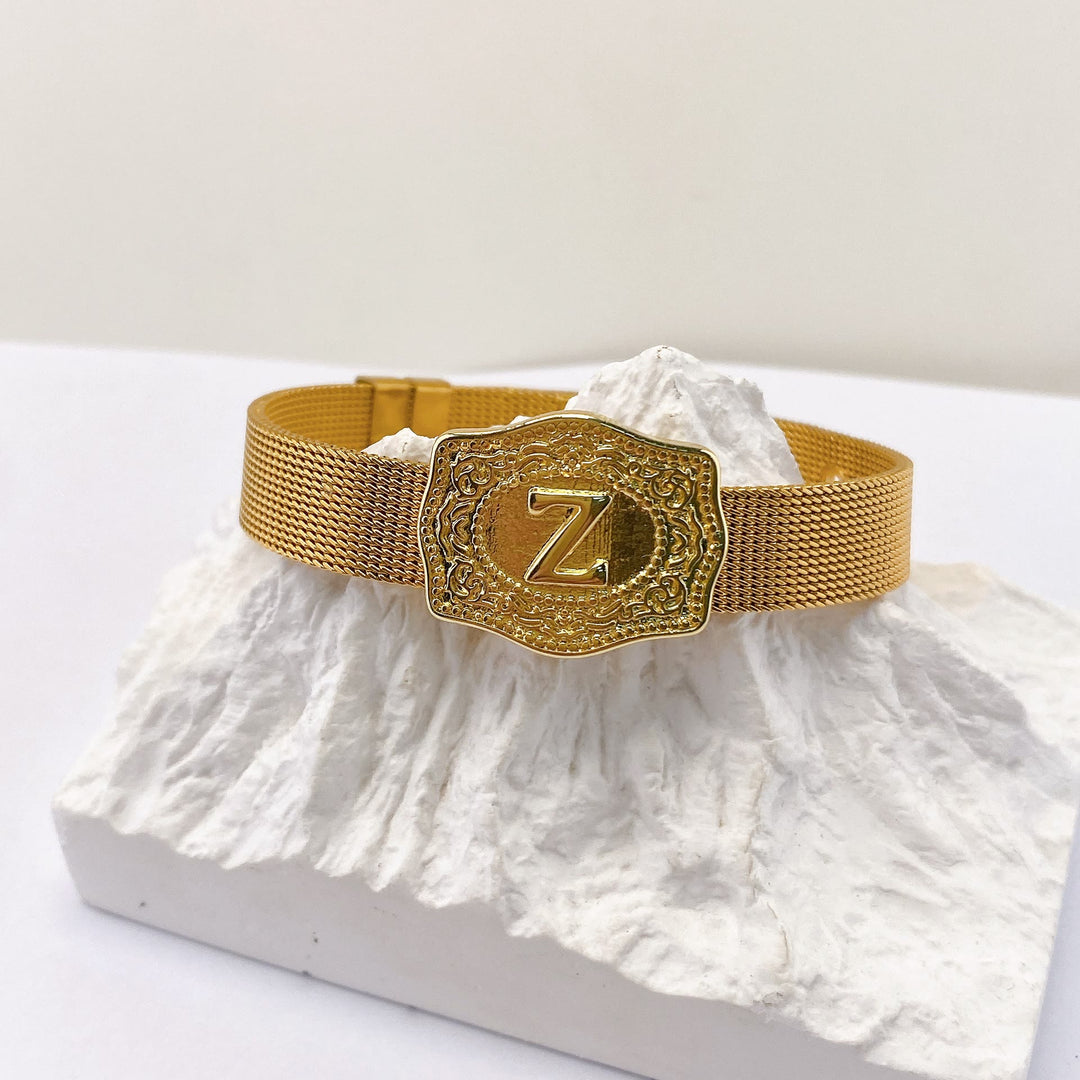 Bracelet glamour doré avec initiale gravée - Z - image 25