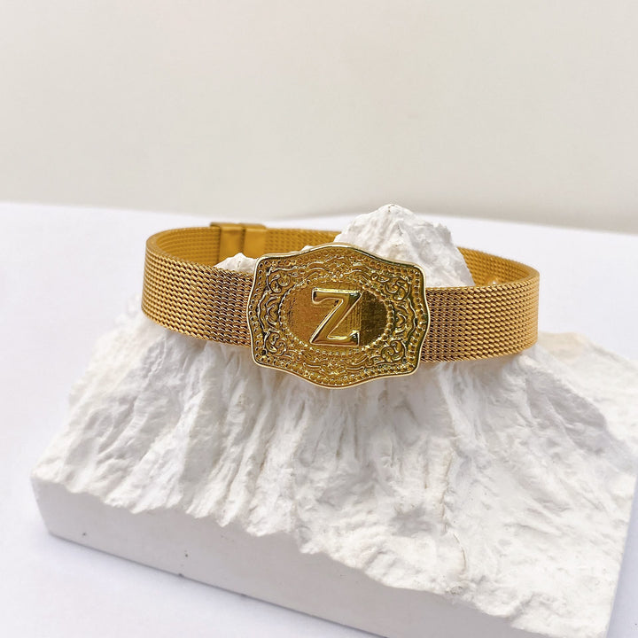 Bracelet glamour doré avec initiale gravée - Z - image 25