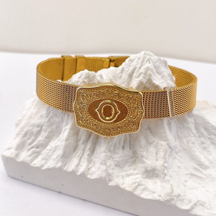 Bracelet glamour doré avec initiale gravée - O - image 14