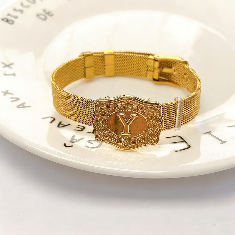 Bracelet glamour doré avec initiale gravée - Y - image 24