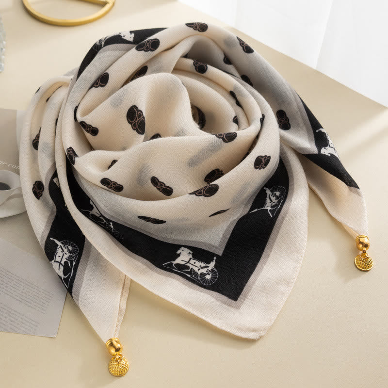 Cravate carrée magnétique élégante à pois roses rétro pour femme - Style n° 2 - image 1