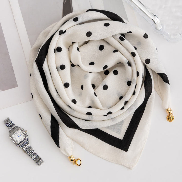 Cravate carrée magnétique élégante à pois roses rétro pour femme - Style n° 28 - image 26