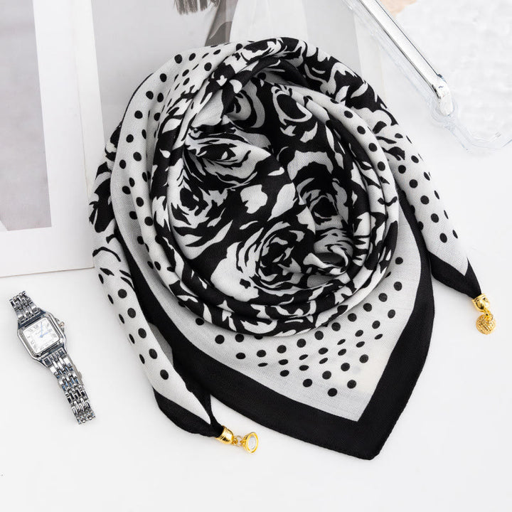 Cravate carrée magnétique élégante à pois roses rétro pour femme - Style n° 32 - image 30