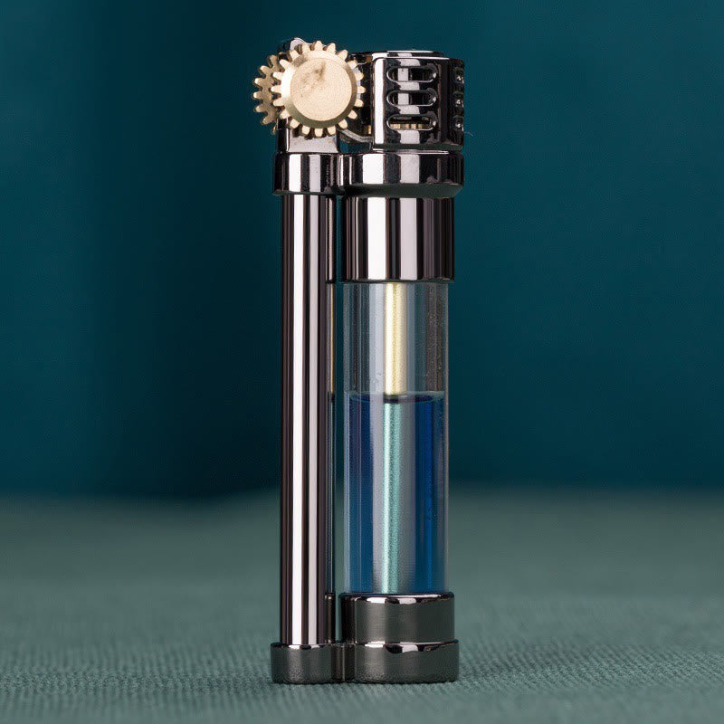 Briquet à pétrole rechargeable à réservoir transparent style Steampunk - Noir - image 1