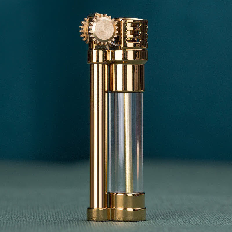 Briquet à pétrole rechargeable à réservoir transparent style Steampunk - Or - image 6