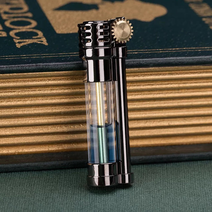 Briquet à pétrole rechargeable à réservoir transparent style Steampunk - image 3