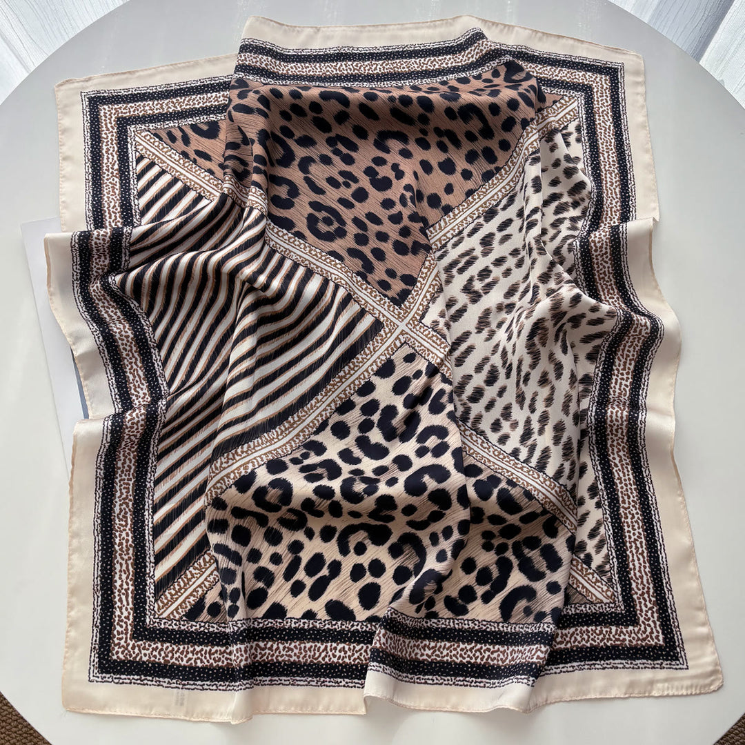 Foulard carré en soie à motifs variés rétro pour femme - image 7
