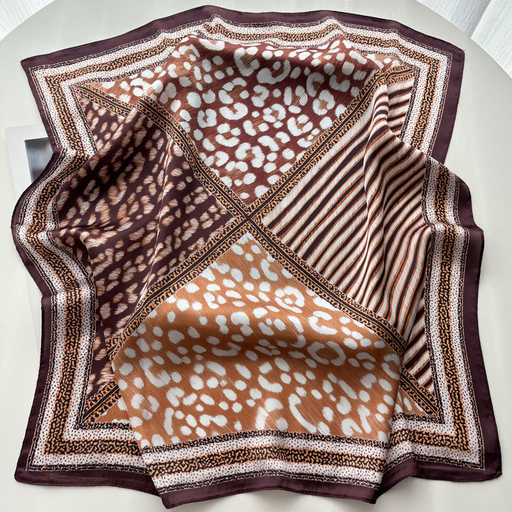 Foulard carré en soie à motifs variés rétro pour femme - image 1