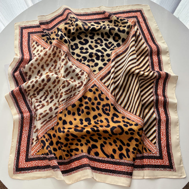 Foulard carré en soie à motifs variés rétro pour femme - image 5
