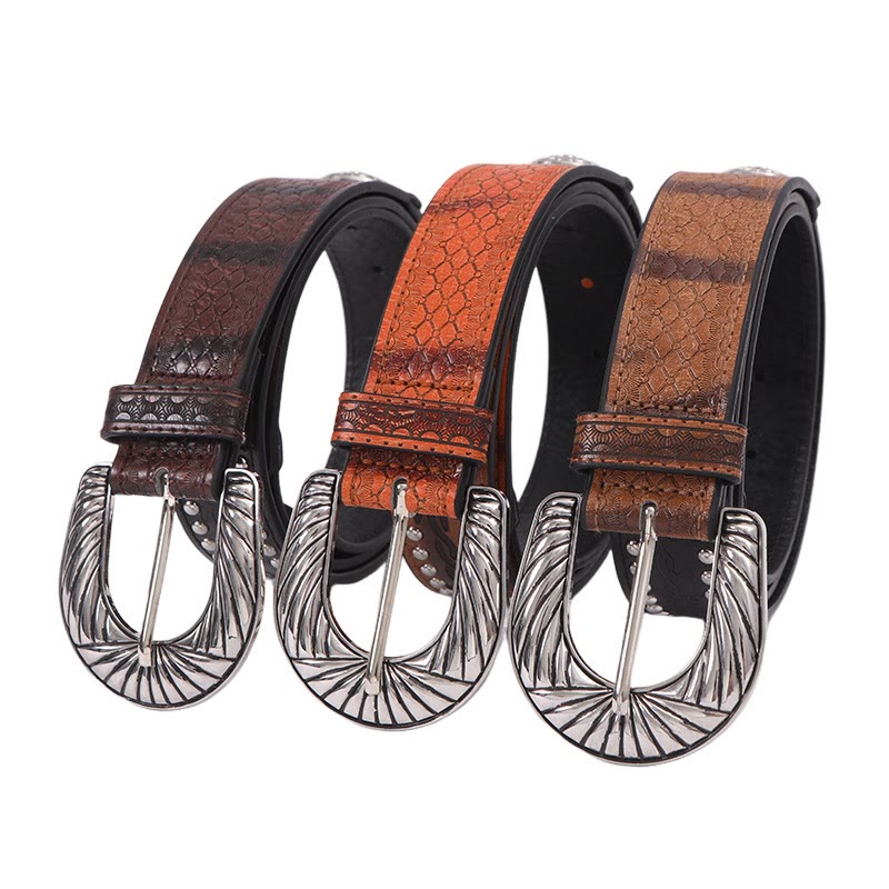 Ceinture serpentine rétro argentée à boucle aiguille pour femme - image 1