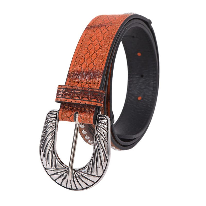 Ceinture serpentine rétro argentée à boucle aiguille pour femme - brun jaunâtre - 38 - image 4