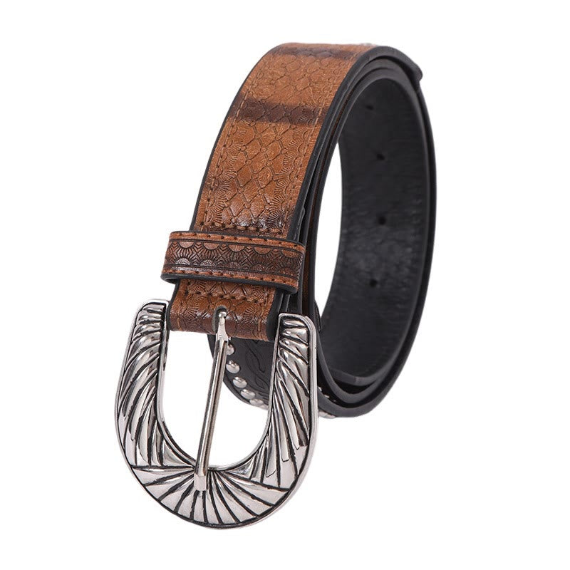 Ceinture serpentine rétro argentée à boucle aiguille pour femme - Café léger - 38 - image 3