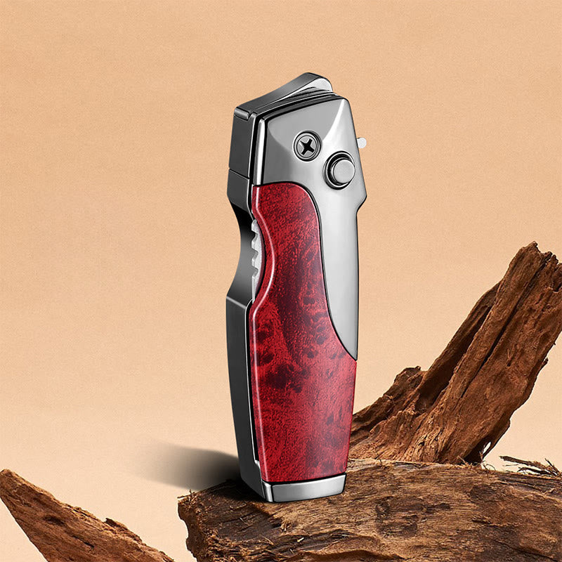 Couteau pliant multifonctionnel 2 en 1, briquet à jet droit - Rouge - image 0