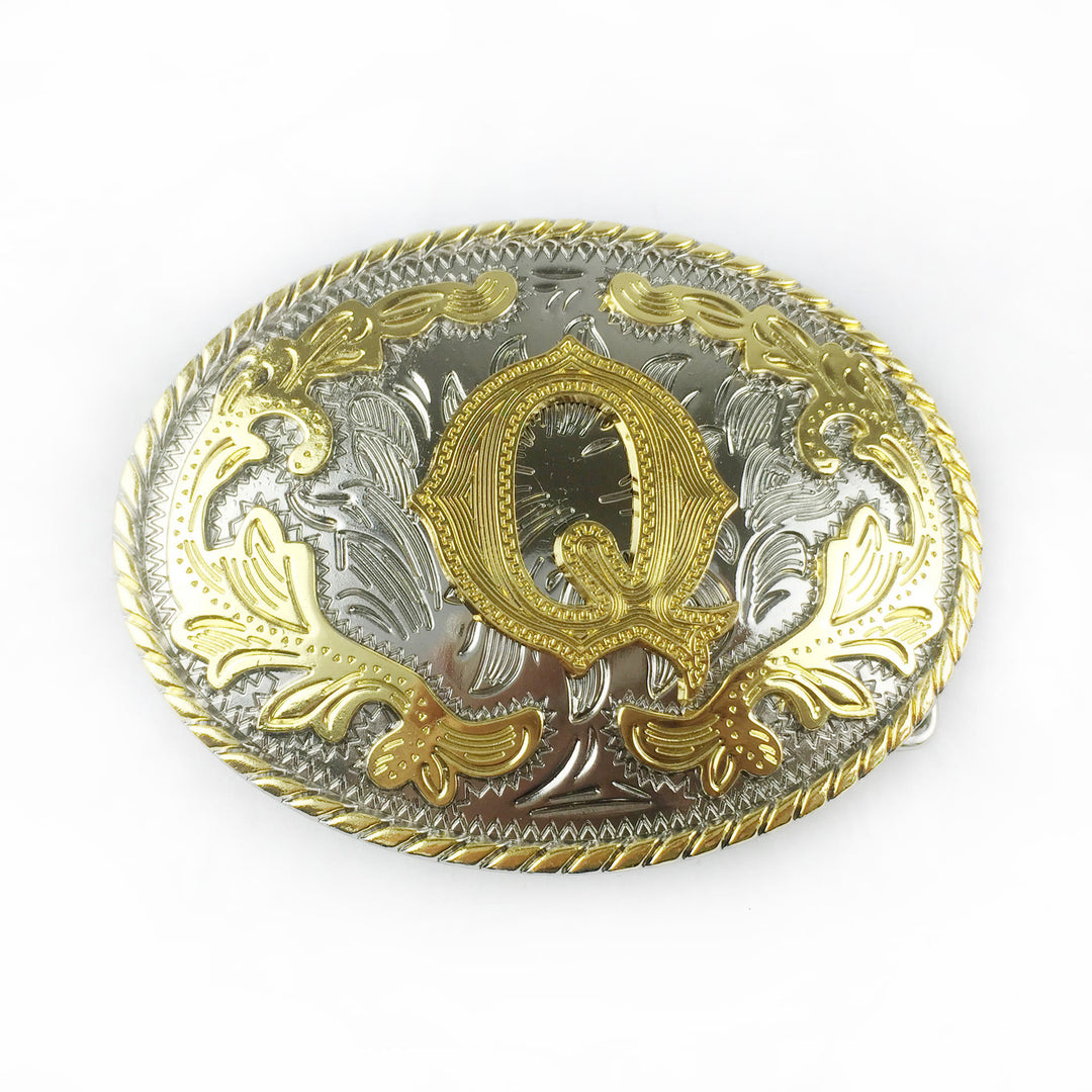 Ceinture en cuir pour homme avec boucle ovale dorée sculptée en lettres - Q - Sans ceinture - image 19