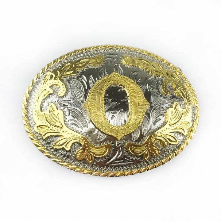 Ceinture en cuir pour homme avec boucle ovale dorée sculptée en lettres - O - Sans ceinture - image 18