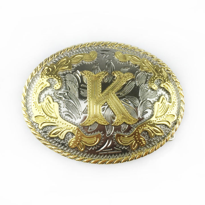 Ceinture en cuir pour homme avec boucle ovale dorée sculptée en lettres - K - Sans ceinture - image 17