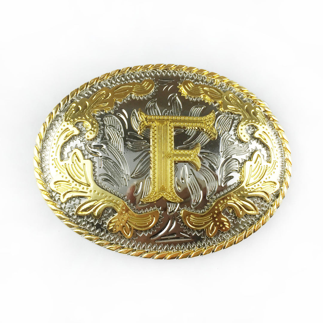 Ceinture en cuir pour homme avec boucle ovale dorée sculptée en lettres - F - Sans ceinture - image 13