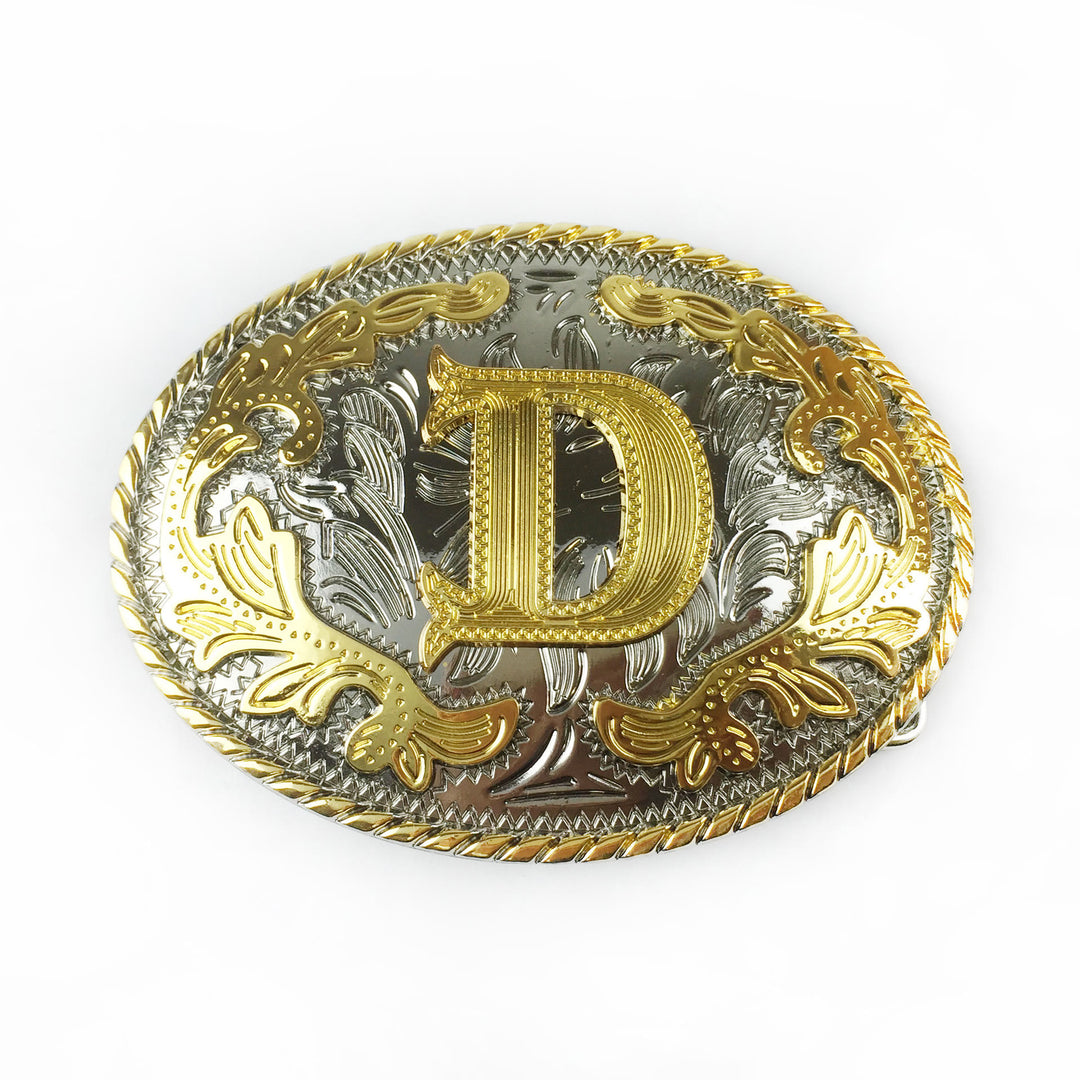 Ceinture en cuir pour homme avec boucle ovale dorée sculptée en lettres - D - Sans ceinture - image 11