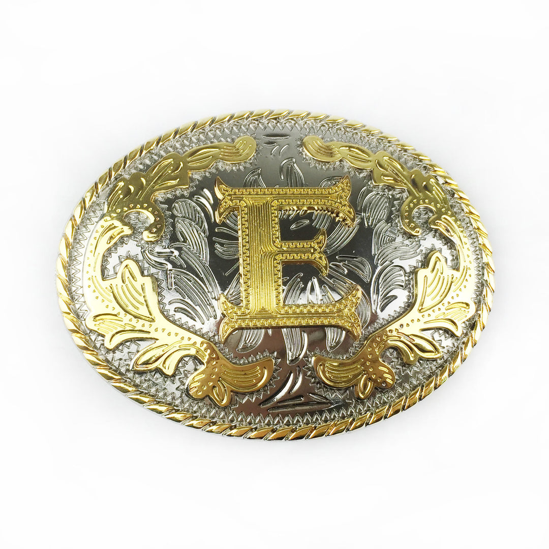 Ceinture en cuir pour homme avec boucle ovale dorée sculptée en lettres - E - Sans ceinture - image 12
