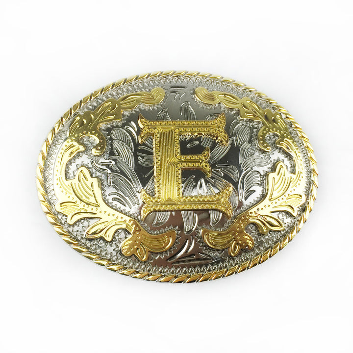 Ceinture en cuir pour homme avec boucle ovale dorée sculptée en lettres - E - Sans ceinture - image 12