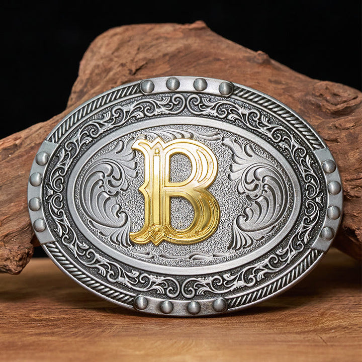 Ceinture en cuir pour homme, argentée, noire, ovale, avec boucle dorée. - B - Sans ceinture - image 0