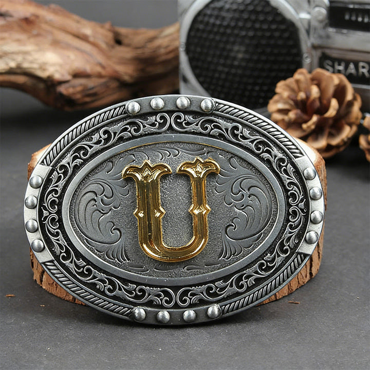 Ceinture en cuir pour homme, argentée, noire, ovale, avec boucle dorée. - U - Sans ceinture - image 28
