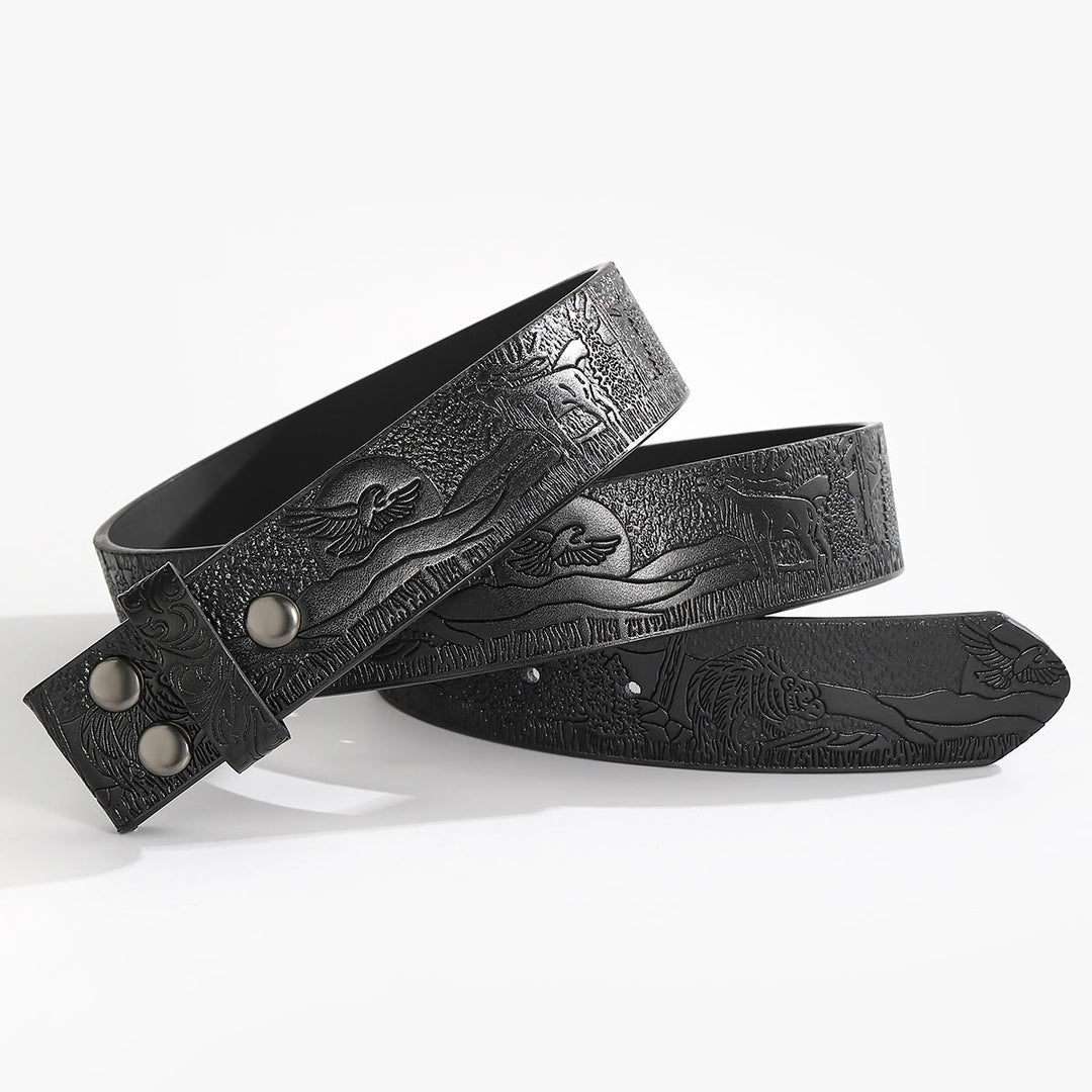 Ceinture en cuir à faire soi-même, motif faune western, sans boucle. - Pour boucle de plaque - Noir - 44 - image 6