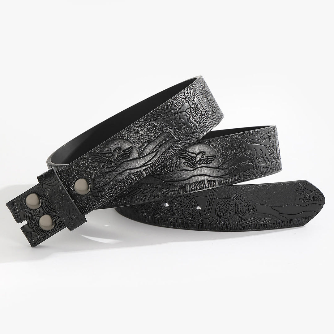 Ceinture en cuir à faire soi-même, motif faune western, sans boucle. - Pour boucle à ardillon - Noir - 44 - image 5