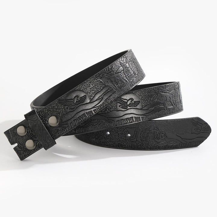 Ceinture en cuir à faire soi-même, motif faune western, sans boucle. - Pour boucle à ardillon - Noir - 44 - image 5